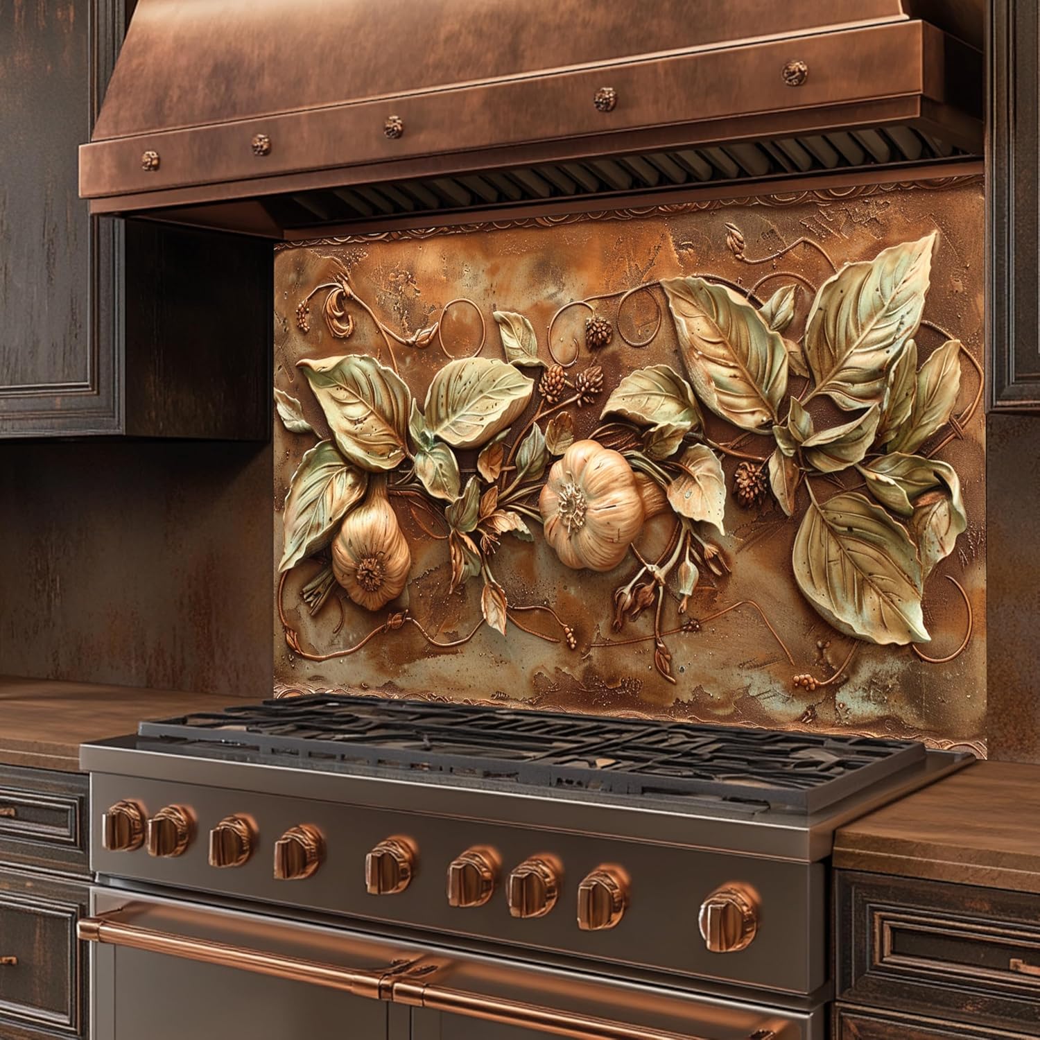Tempered Glass Backsplash, Garlic & Pumpkin Glass Backsplash, Kitchen Backsplash Behind Stove, Glass Backsplash for Kitchen Wall, Easy to Install Stove Backsplash