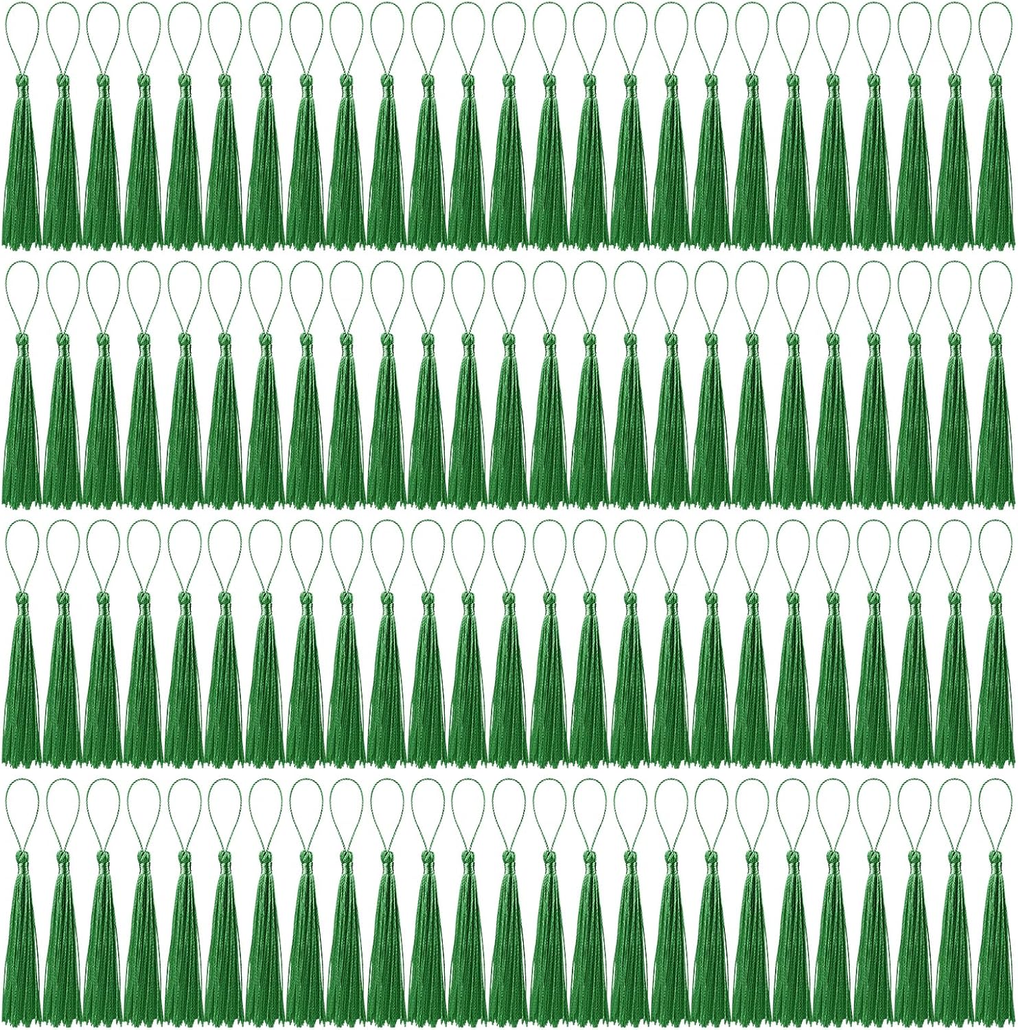 Lot De 20 Glands Pour Marque-pages - Longueur 4,3 Cm Avec Boucle - Couleur Vert Forêt - Zaplyte