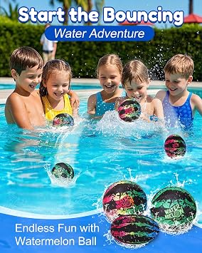 Watermelon Ball Water Skipping Ball Water Pool Toys & Bouncing Games for Swimming Pool, Beach & Lake, Perfect for Kids Ages 8-12, Teens & Family Fun, Summer Must Have