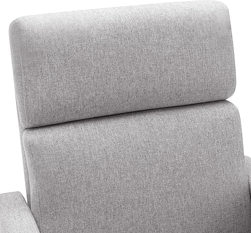 Miniatura 17 de Moderna silla reclinable giratoria, tapizada de lino, reclinable, para sala de estar, oficina en casa (beige) Beige,Gris,Beige