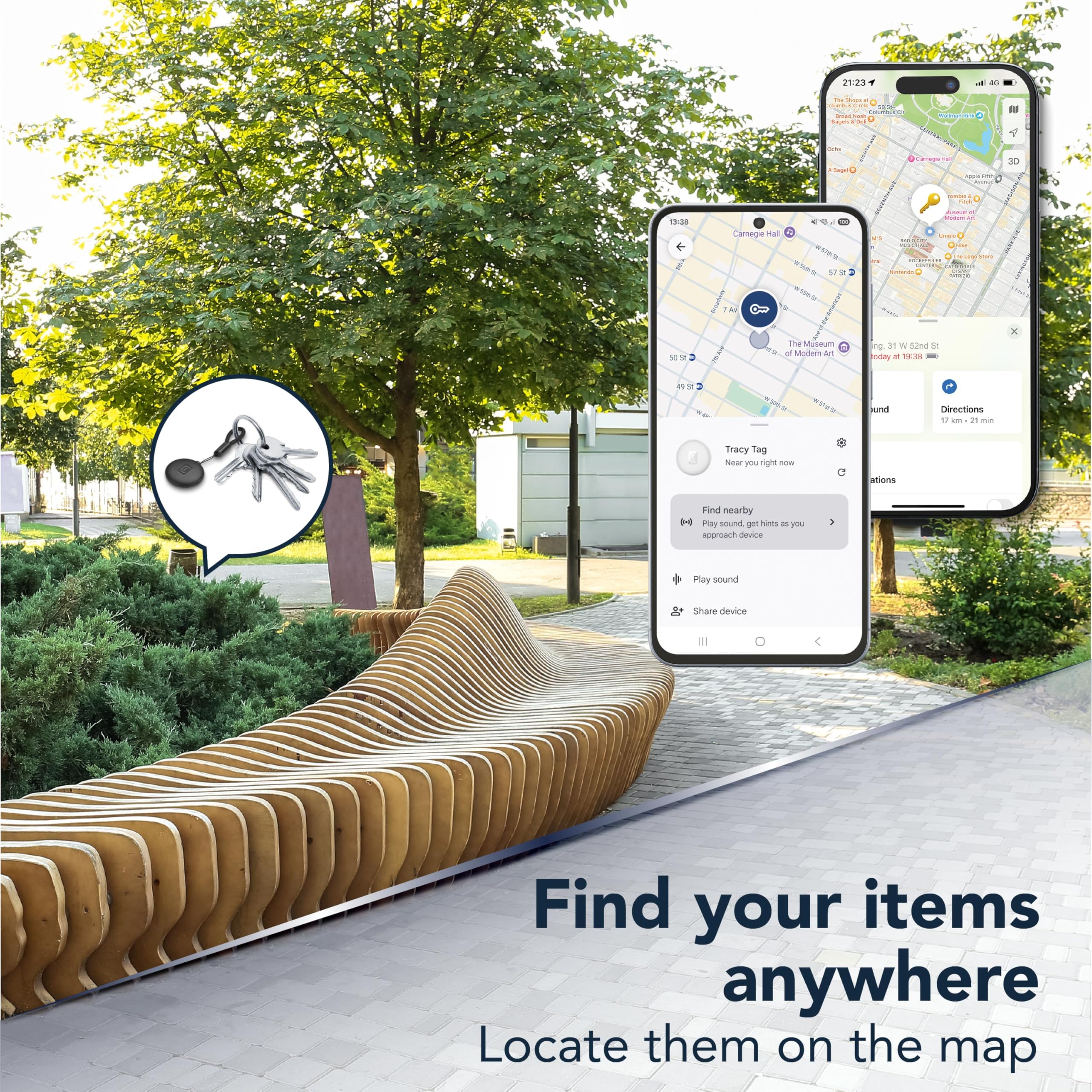 Cellularline localisateur d'objets Tracy Tag Dual pour Apple et Android avec Une Batterie remplaçable, étanchéité IP67 et Lot de 4 en Noir, Bleu, Rose et Blanc