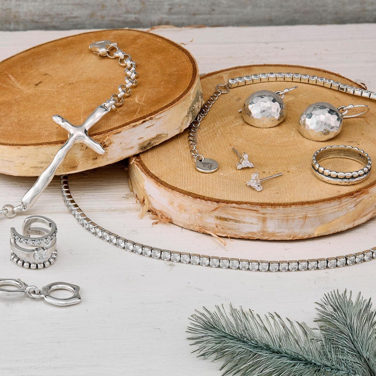 Silpada 'in Good Faith' Organic Cross Chain Bracelet in Sterling Silver, 7.5"