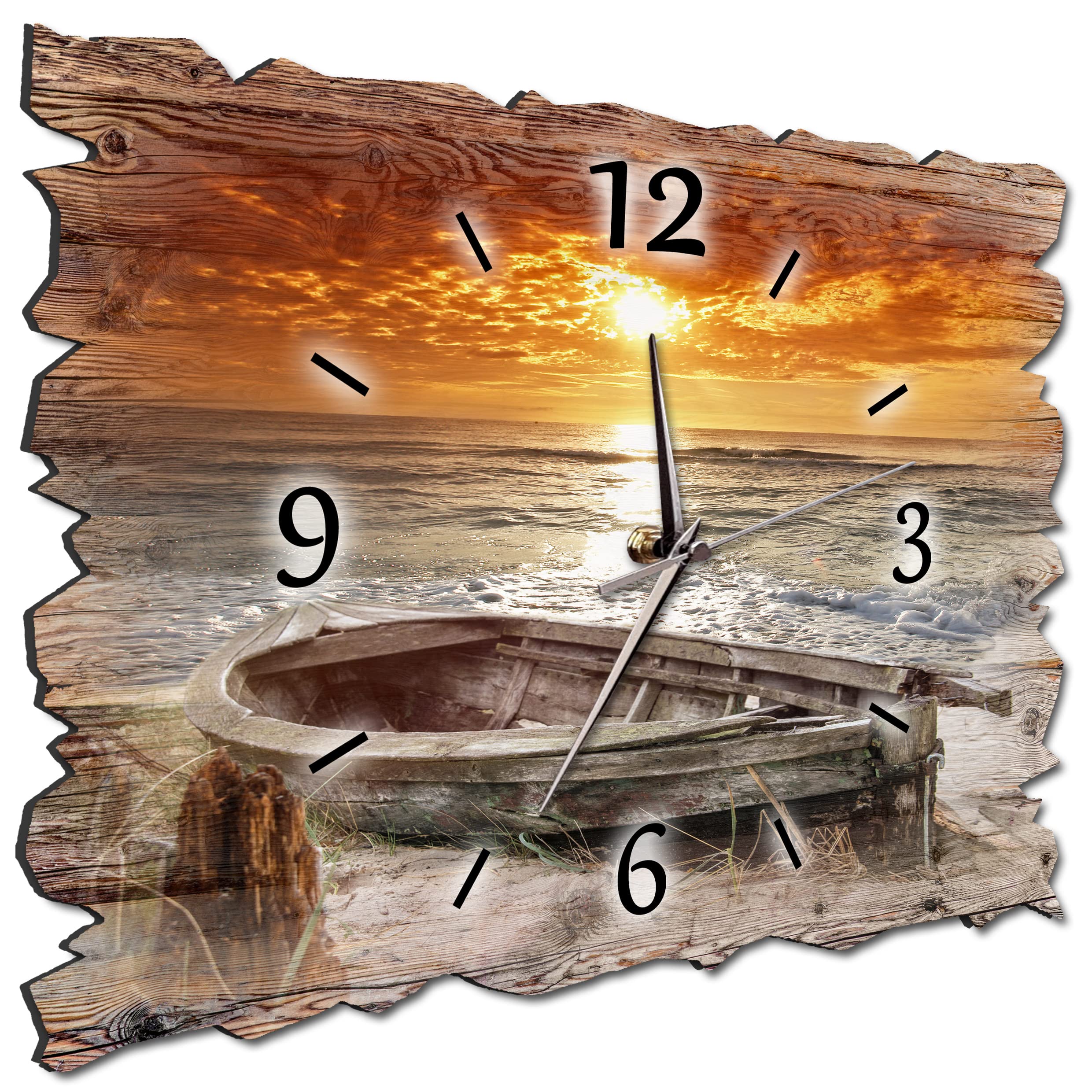 BM Holz Funk Wanduhr Funkwanduhr Funkwanduhren Funkuhr Funkuhren kein Ticken lautlos geräuschlos leise modern ohne Tickgeräusche groß XXL H1e-9990
