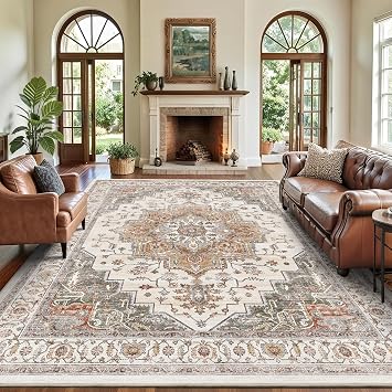 8x10 Area Rug for Living Room Large Washable Vintage Area Rug