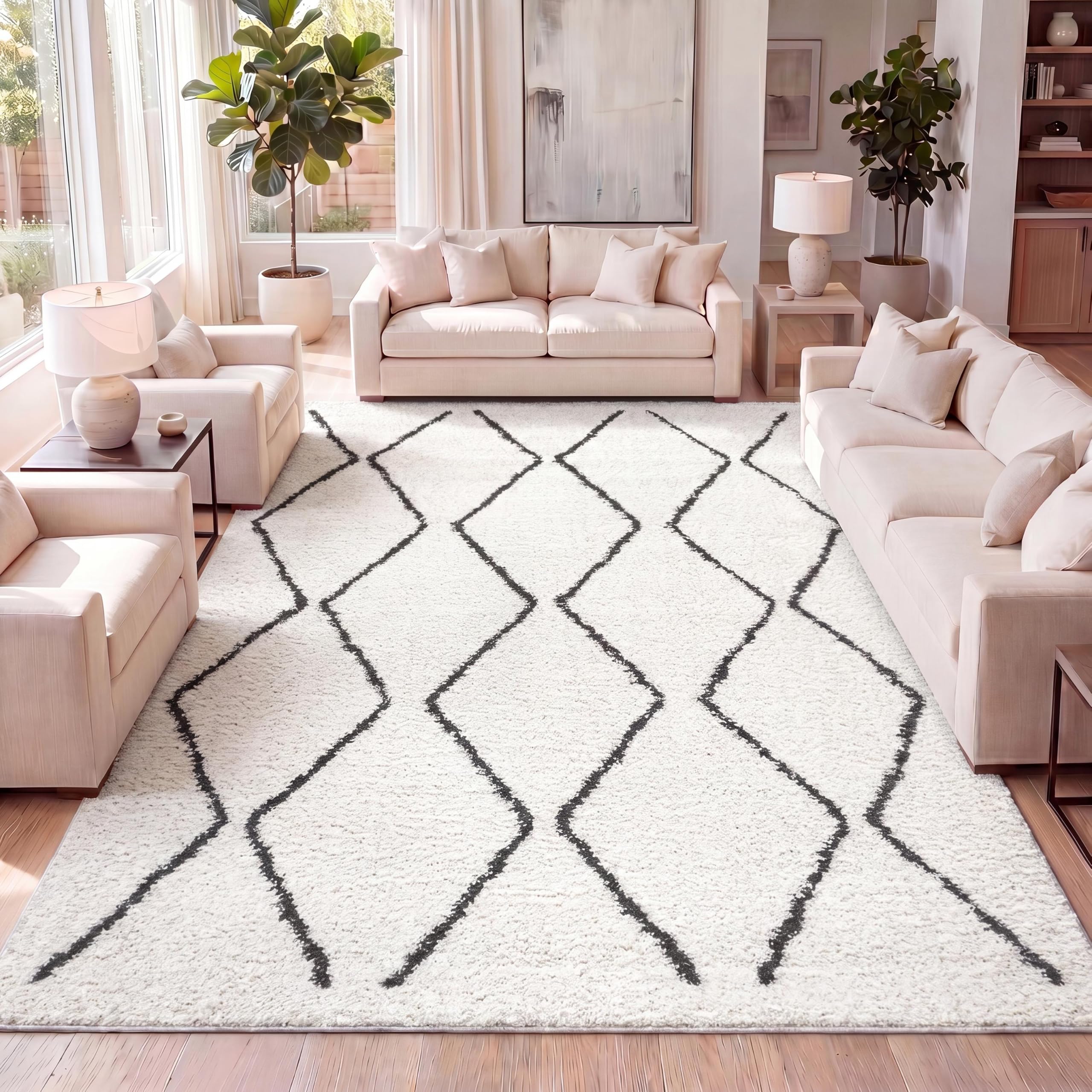 Amazon.com: JONATHAN Y Catala Moroccan Diamond Shag White/Gray