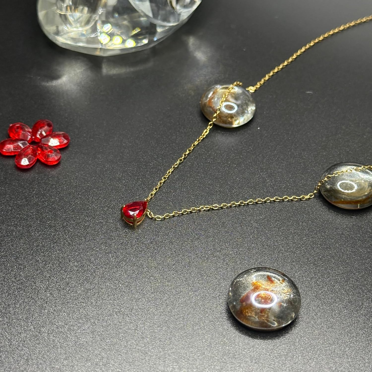 Birthstone Necklace for Women Stainless Steel Gold Plated Minimalist Water Droplet Pendant Necklace Anniversary Birthday Gifts for Women Mom Wife Girlfriend Her - Image 4