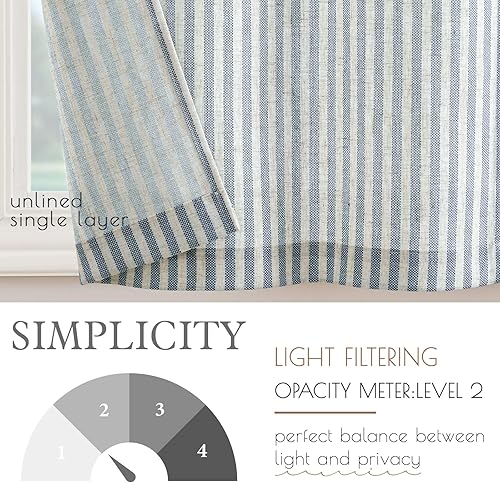 Miniatura 5 de JINCHAN Cortinas de cocina a rayas, cortinas de lino a rayas, cortinas de café a rayas de 24 pulgadas de largo para sala de estar, baño, cortinas