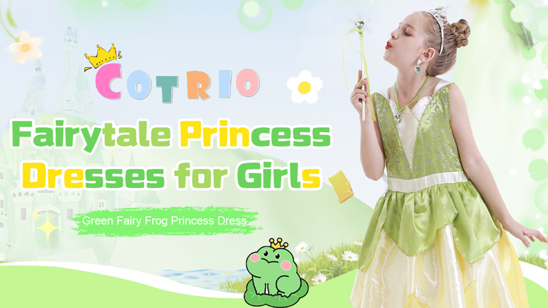 Vestido de Princesa Rana Hada Verde para Niñas 5-6T miniatura 7