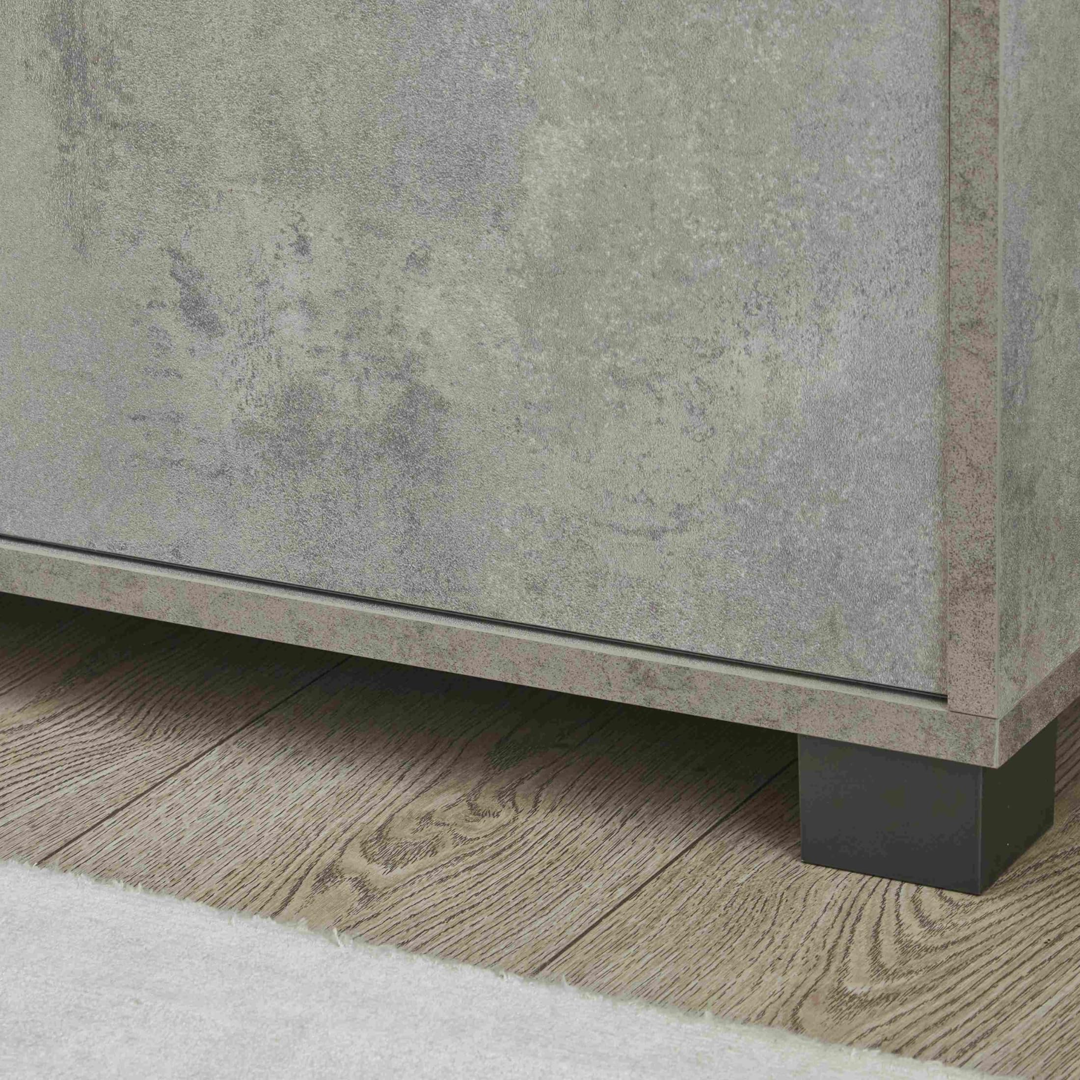 MONDO VIRO Mobile armadio 2 ante scorrevoli Rebel con specchio in legno 8 ripiani cm 82x42 190h (Cemento/Specchio Naturale)