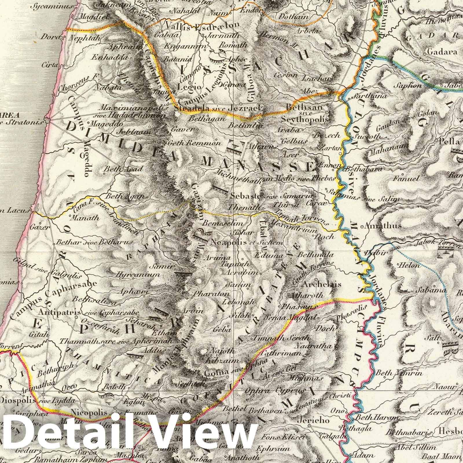 Amazon.com: 歷史地圖:以色列;巴勒斯坦,中東卡特德拉巴勒斯坦ou Terre Sainte,1833年,復古牆藝術:44 英吋x 60  英吋: 居家與廚房