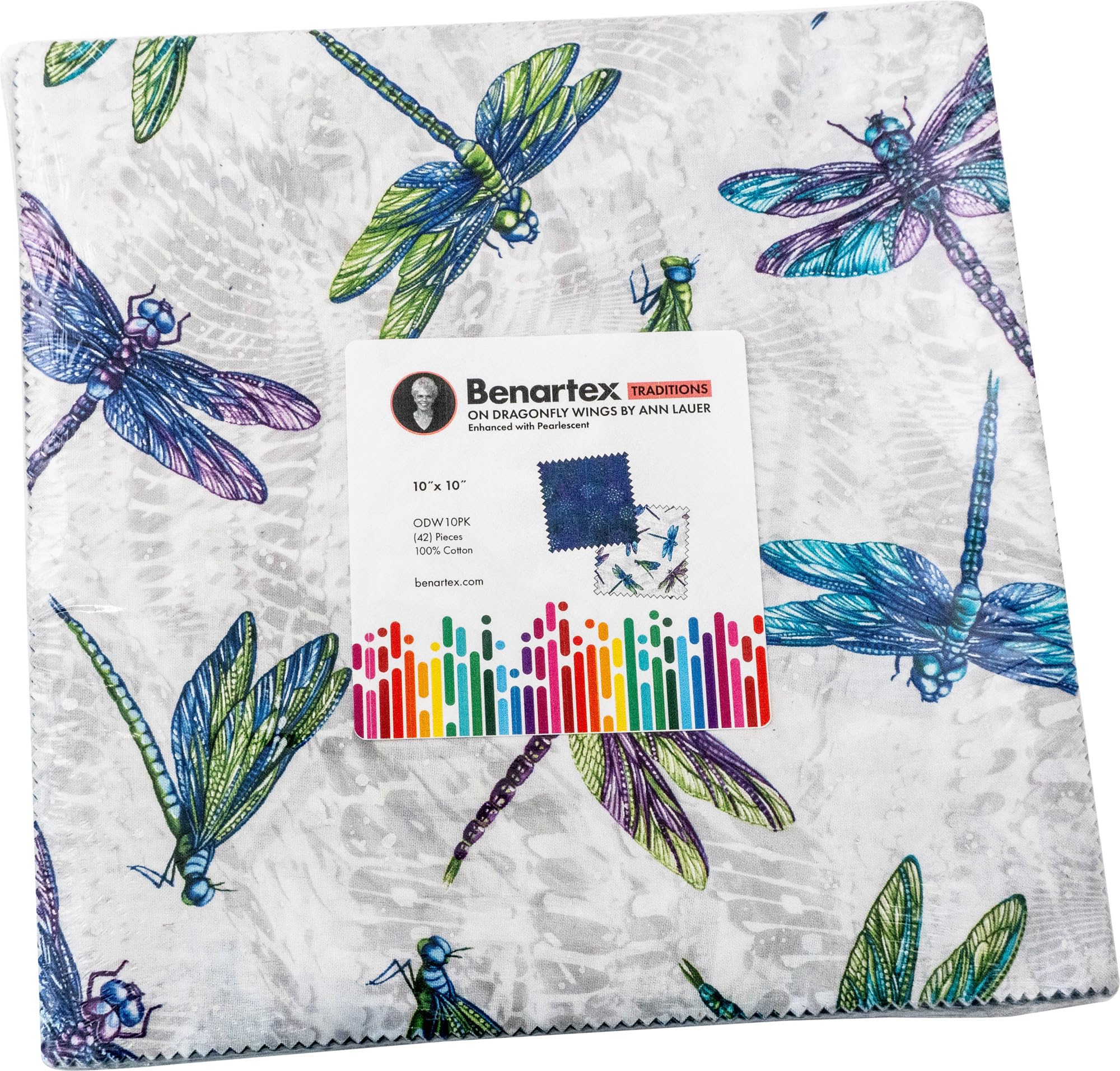 Benartex Assorted Ann Lauer On Dragonfly Wings 10X10 Pack 42 10-Inch Squares Layer Cake