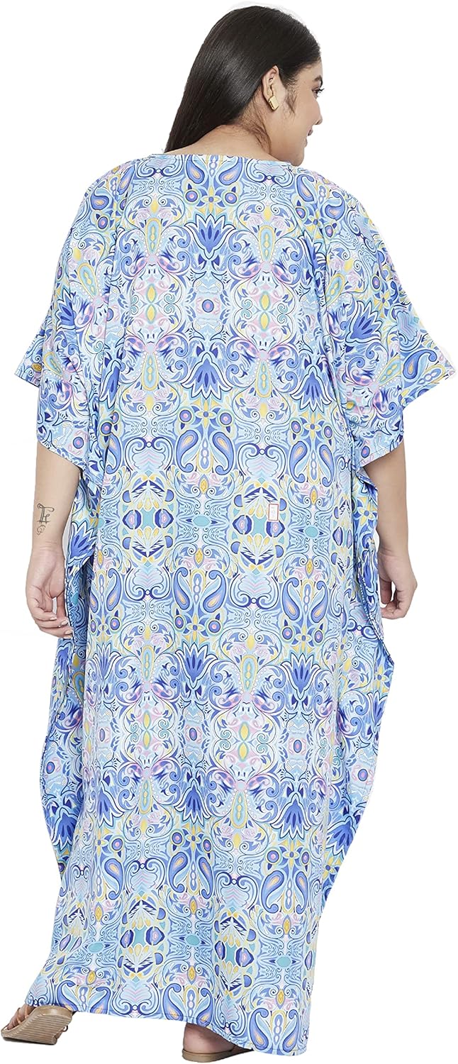 Oussum Long Plus Size Caftan Maxi Dress for Women, Beach Cover Up Kimono Sleeve Summer Dresses for Women 1X–3X - Image 6
