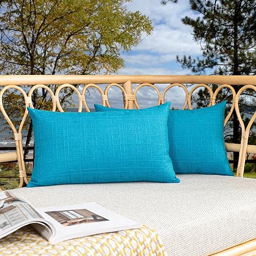 Vista 69 de Kevin Textile - Juego de 2 fundas de almohada decorativas para exteriores, impermeables, clásicas, para patio, sofá y banca, de 16 x 16 pulgadas