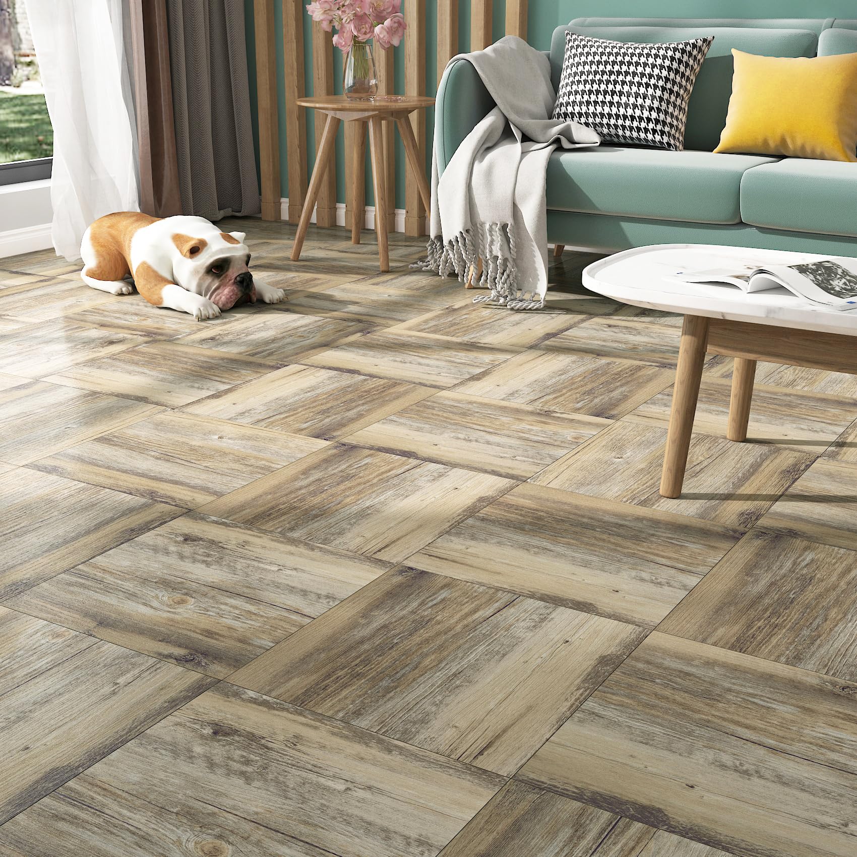 Carrelage Adhésif Sol FunStick 30x30cm - Imitation Bois Marron Rustique 30  Dalles, image size:1700x1700