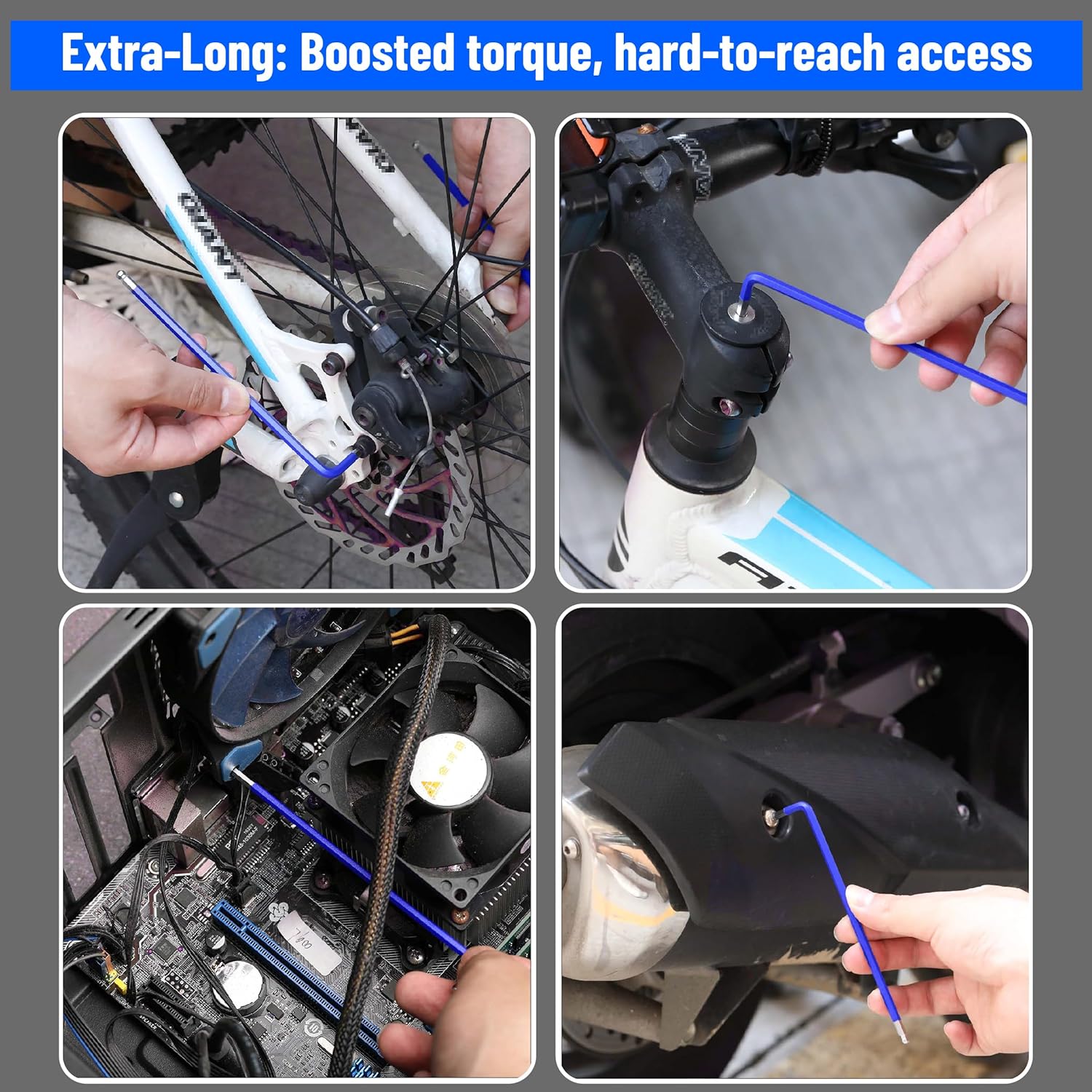 Bates- Long Allen Wrenches Set, 9 Pack, 3.5" to 9" Length, Blue, Metric Hex Key Set (1.5mm to 10mm), Long Allen Wrench Set with Exrta Long Arm and Ball End for Precision, Mechanics, DIY, Home Repairs