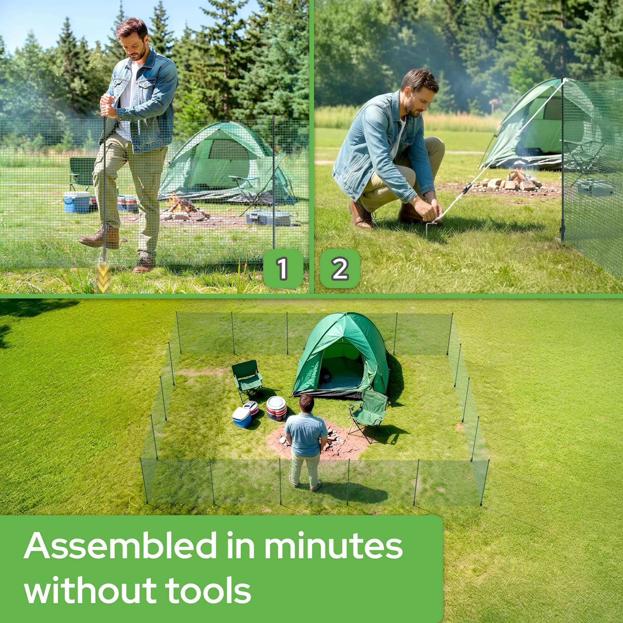 Arebos Recinzione da giardino mobile 20 m | Rete di recinzione flessibile alta 90 cm con 12 pali | Per cani, polli e piccoli animali | Resistente alle intemperie
