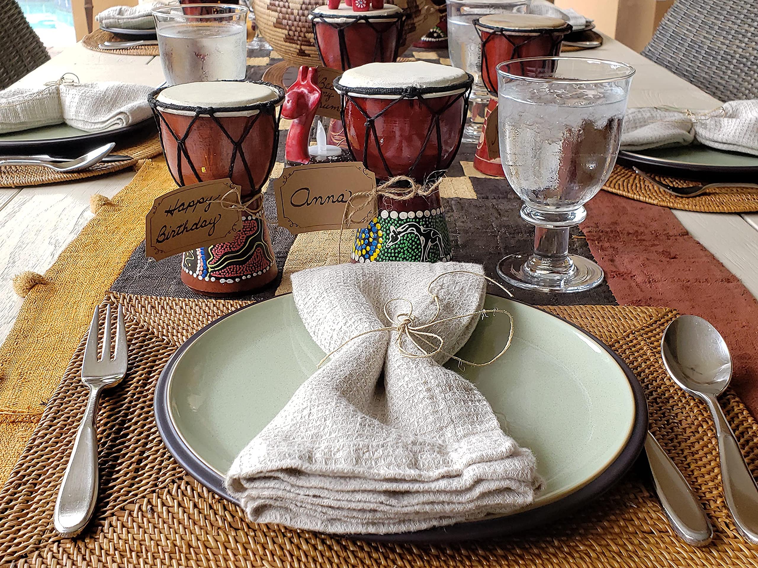 Djembe Drum Carved Bongo African inspired music also a unique gifting idea. Carver Abstract Elephant Giraffe Turtle. (6 Inch, Abstract)