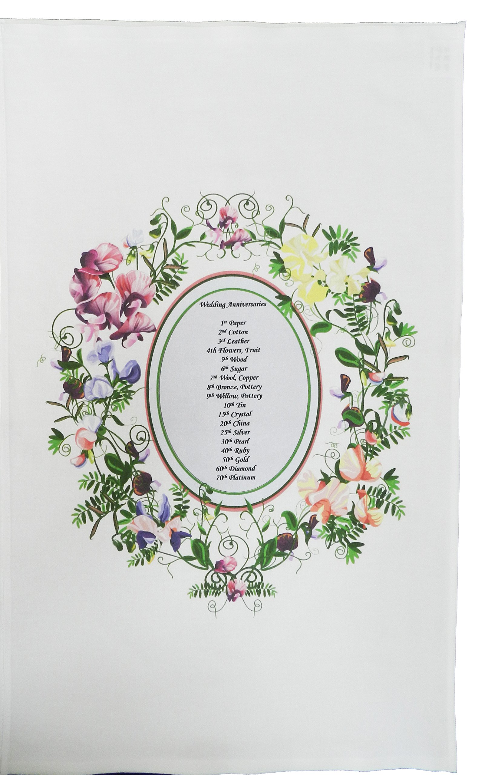 Half A Donkey White Wedding Anniversary List Large Cotton Tea Towel
