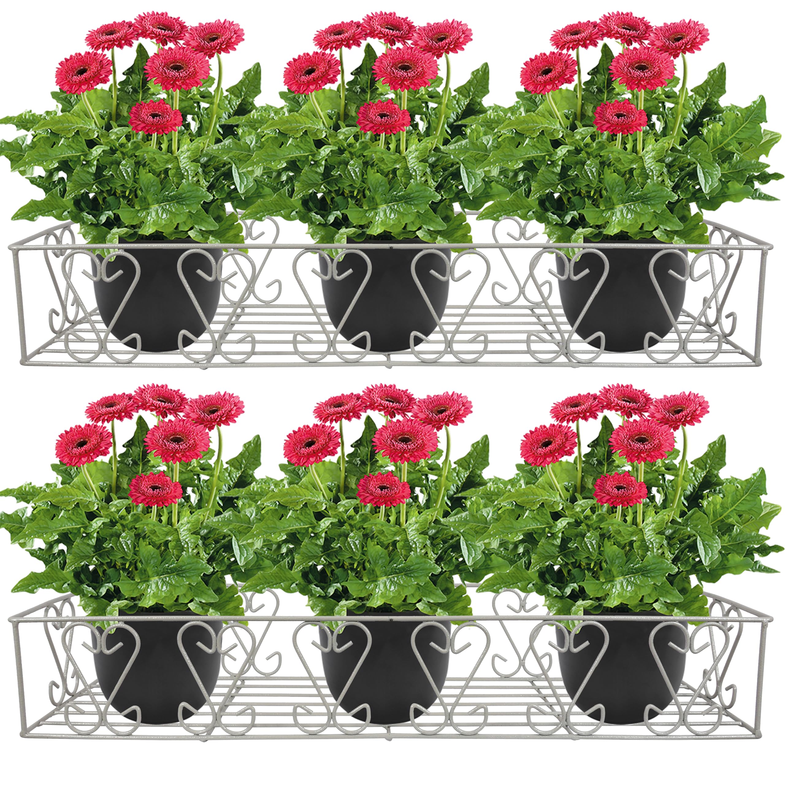 D&V ENGINEERING - Creative in innovation Metal Railings Pot Stand │Hanging Pot Stands for Plants in Balcony Railings (Fixed Hanger, Pack of 2-Grey) (B0CJ2NLMKN) Amazon Price History, Amazon Price Tracker