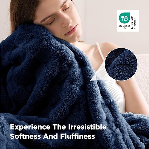 Miniatura 4 de Bedsure Manta de vellón azul oscuro Pageant para sofá, súper suave y acogedora, tamaño individual, para mujer, bonita manta pequeña para niñas, 60 x