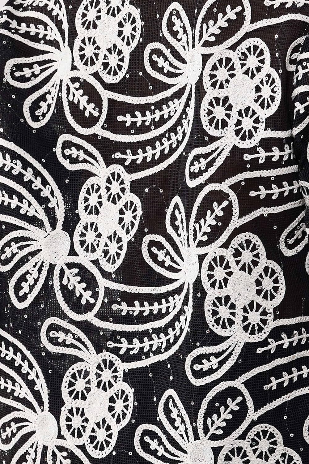 Women's Eyelet Embroidery Sequin Blouse - Long Sleeve Shirt Business Casual Top - Image 5