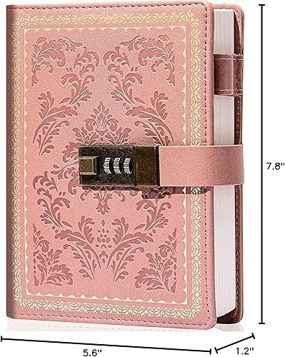 Miniatura 10 de Lock Diary - Diario vintage con cerradura para mujer, diario de cuero con cerradura recargable, con bloqueo personal, diario de escritura B6, diario