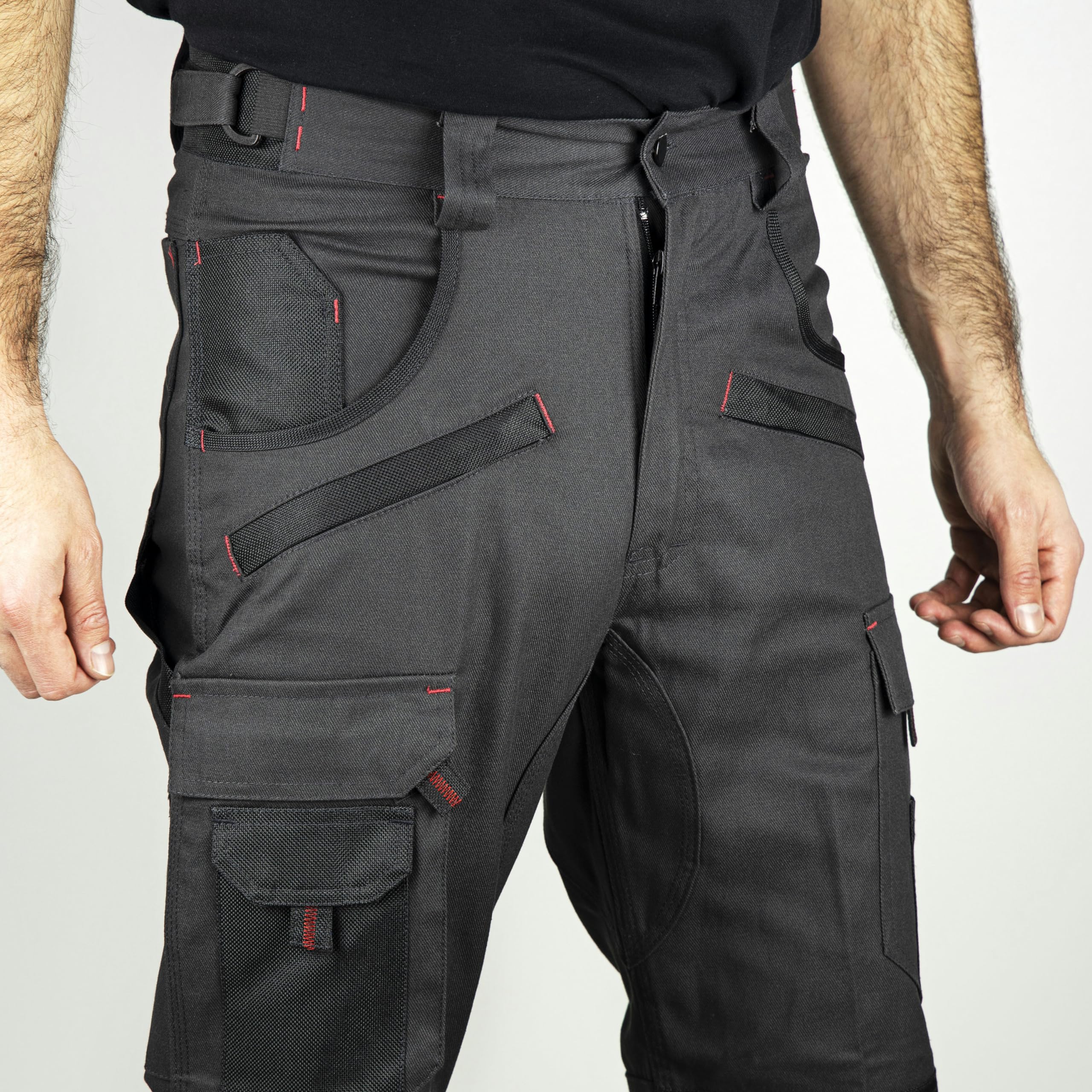 LMA 1261 Arcilla Pantalones con Bolsillos Rodilleras, Gris Noche/Negro (44)