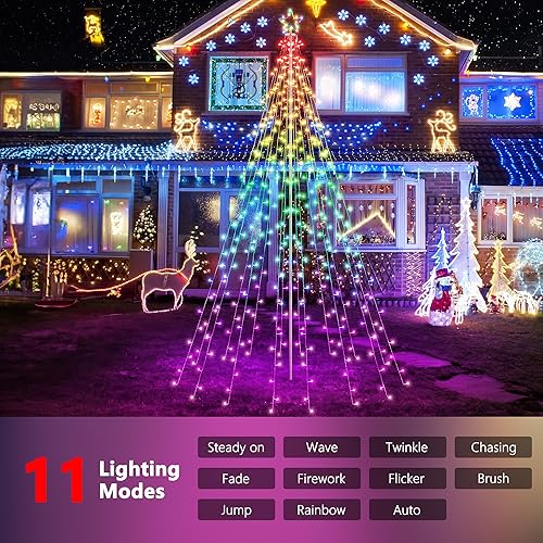 Miniatura 4 de Flacchi Tira de luces de estrella para exteriores, juego de postes con control remoto, múltiples modos de iluminación, temporizador y función