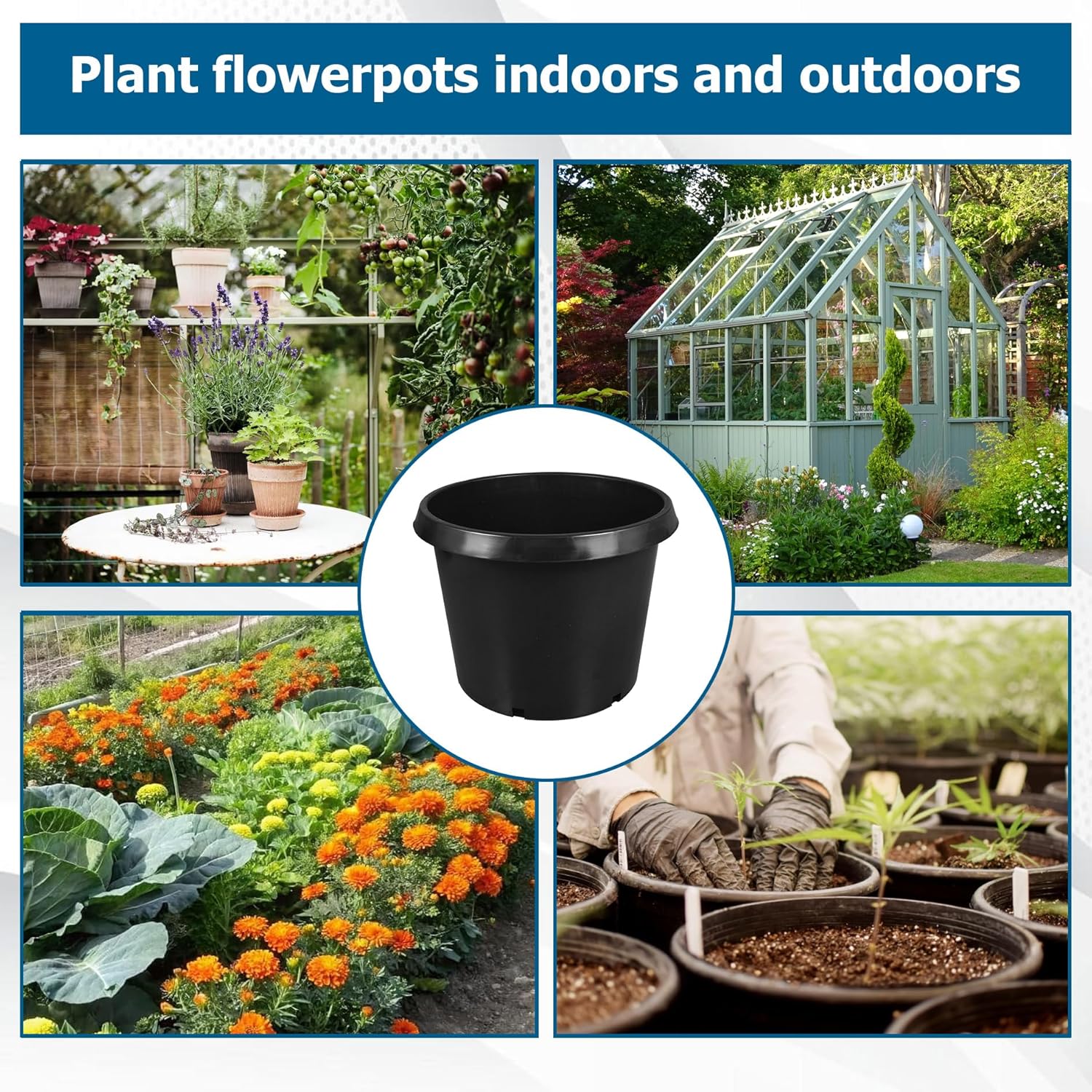 Planter Nursery Pots 20 Gallon Pots for Plants, Injection Molded Plastic Nursery Pots, Plant Container 20 Gal 5-Pack