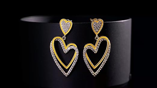 Amazon.com: Heart Earrings Silver/Gold Plated 925 Sterling Silver