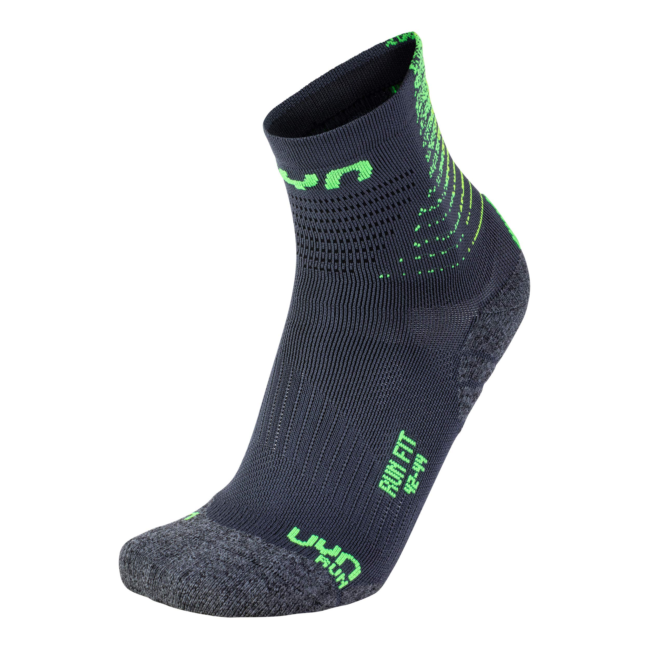 UYN S100137 RUN FIT Socks Men's Anthracite/Lime Green 38