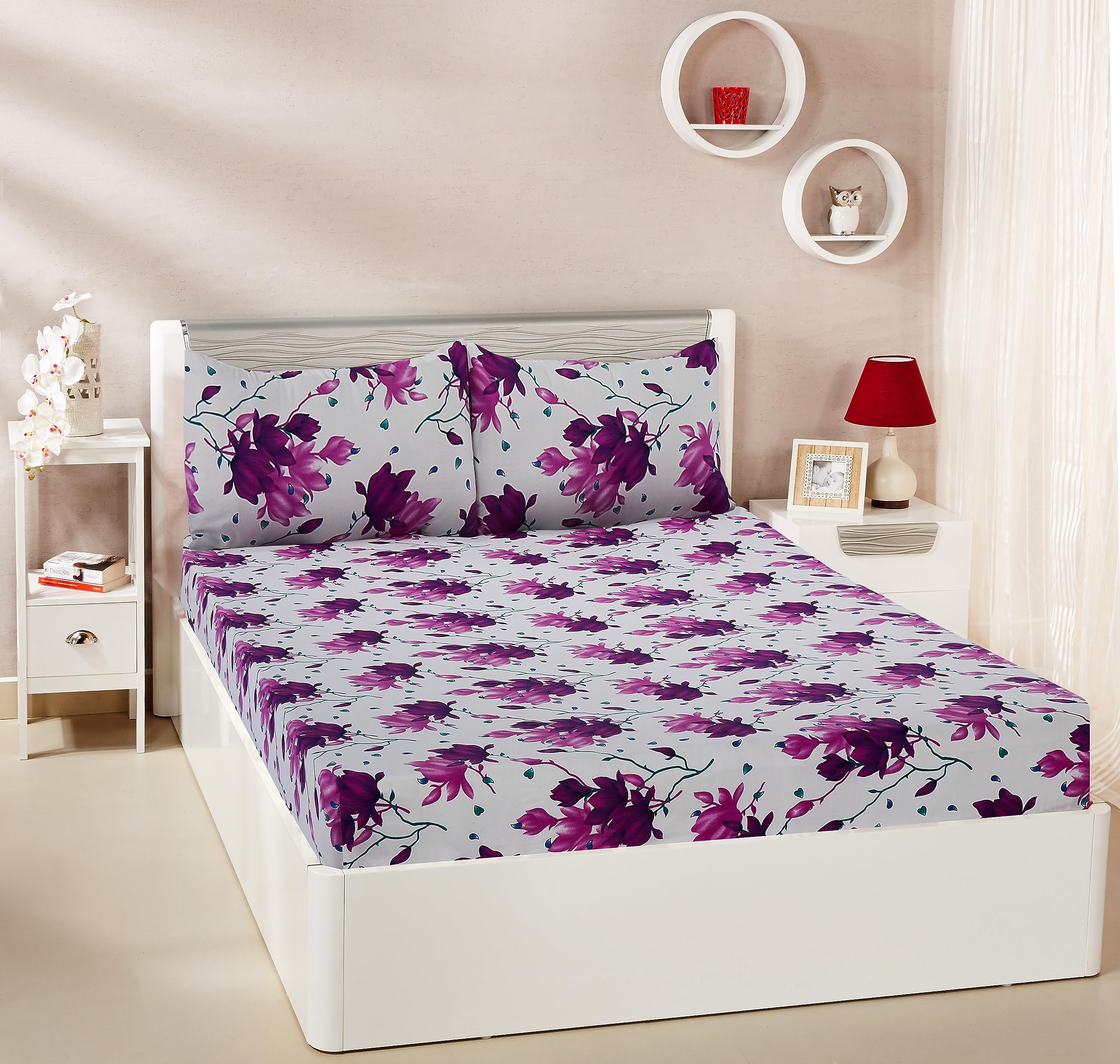 Amazon Brand - Solimo Mauve Medley Double Bedsheet with 2 Pillow Covers, 95 GSM, 144 Tc, Polyester (B0CCD9KSC2) Amazon Price History, Amazon Price Tracker