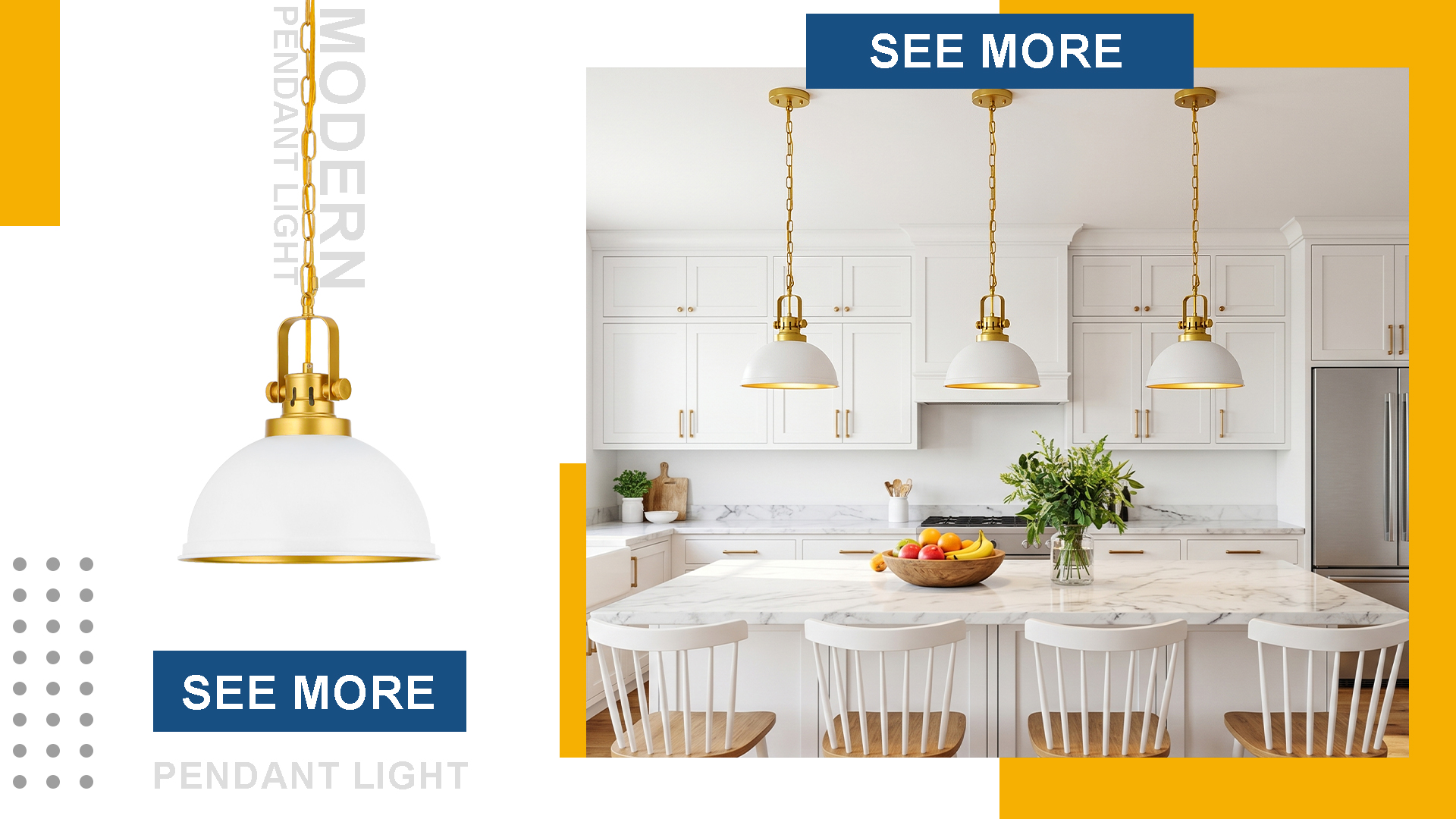 Mgcanyu White and Gold Pendant Lights, 11.8