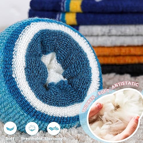 Miniatura 3 de unenow Calcetines de esquí de lana merino para niños, 2 pares, calcetines térmicos cálidos de invierno para niños y niñas pequeños