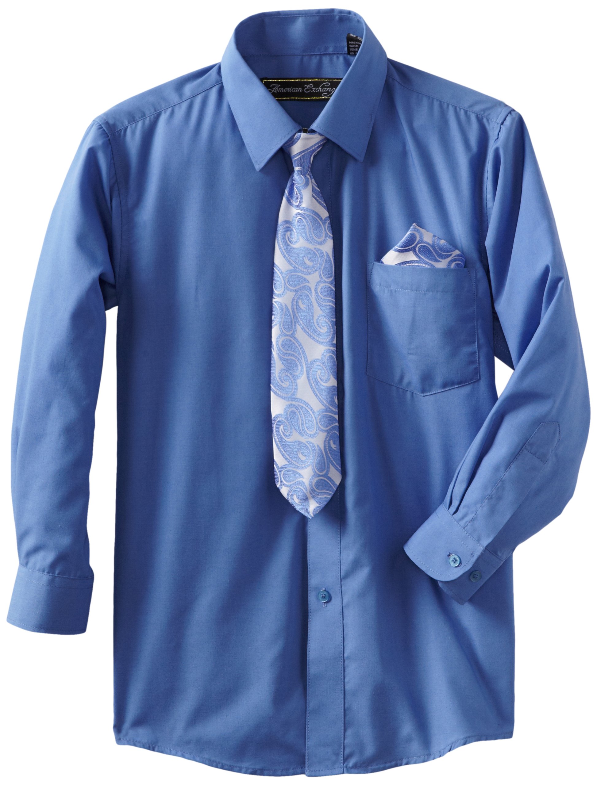 American ExchangeBoys' Dress Shirt with Tie and Pocket Square