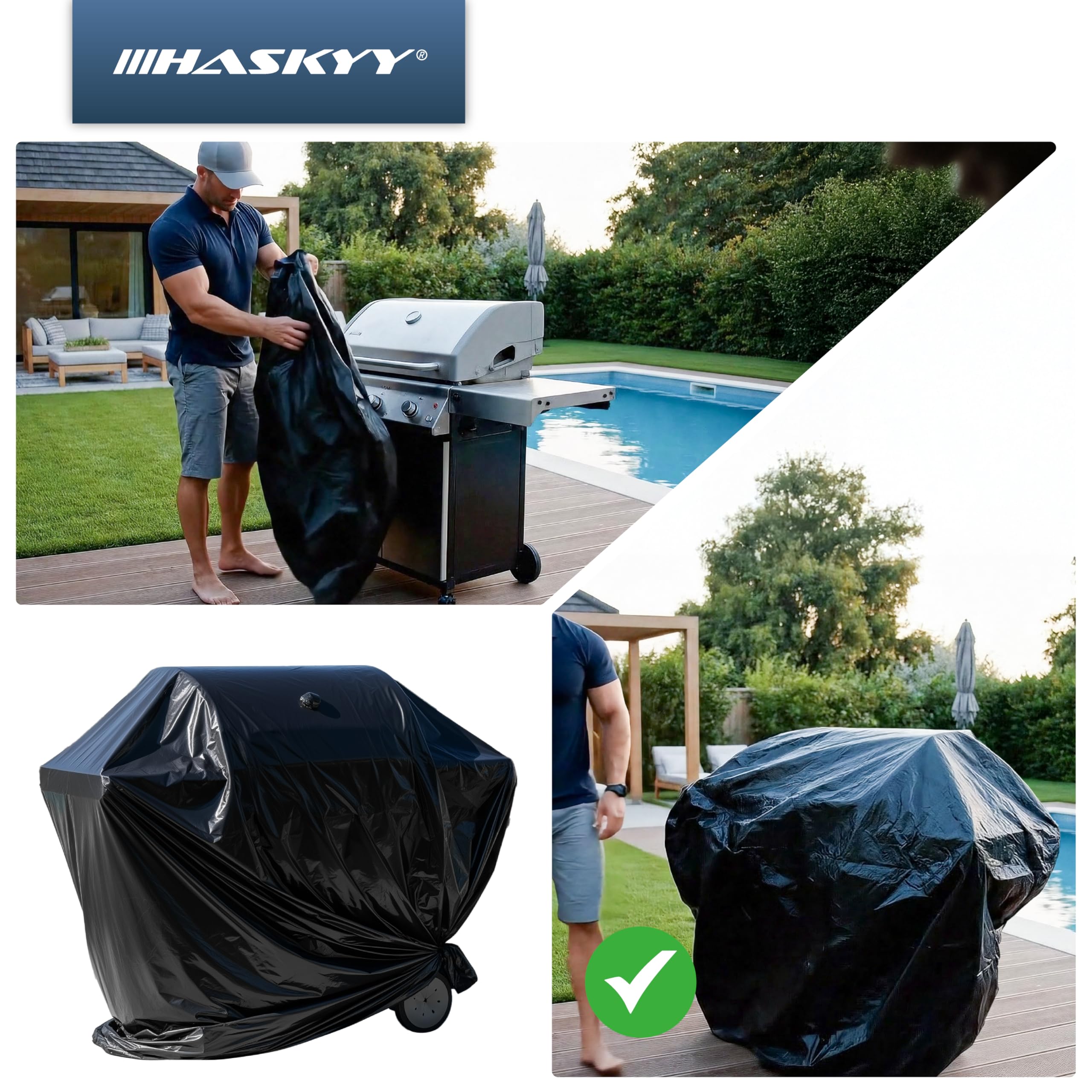Telo Protettivo HASKYY XXL 250x130x90 Cm - Impermeabile, UV Resistente, Per Pallet, Barbecue, Giardino - Foto 5