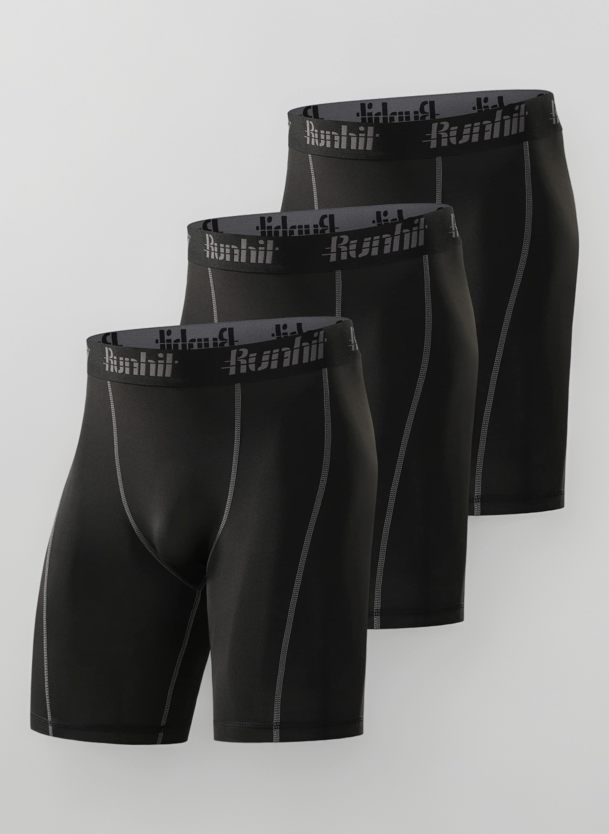 Runhit 3 Pack Compression Shorts Men Sports Underwear Base Layer Spandex Cycling Shorts Mens for Running Workout Gym Rugby Yoga Boxing