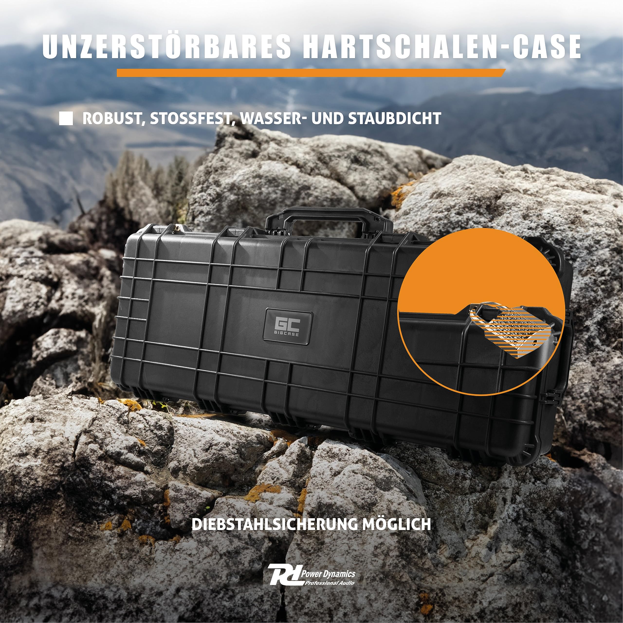 Power Dynamics GIGCase38T, Universal Outdoor Hartschalenkoffer groß, Trolley, Wasserdicht, DJ Koffer mit Schaumstoffeinlage, Waffenkoffer, Foto Koffer, Transportkoffer mit Schaumstoff und Rollen