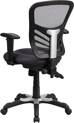 Miniatura 5 de Flash Furniture Nicholas Silla Giratoria de Respaldo Medio para Oficina y Juegos, Silla de Oficina Ergonómica de Malla con Soporte Lumbar y Altura