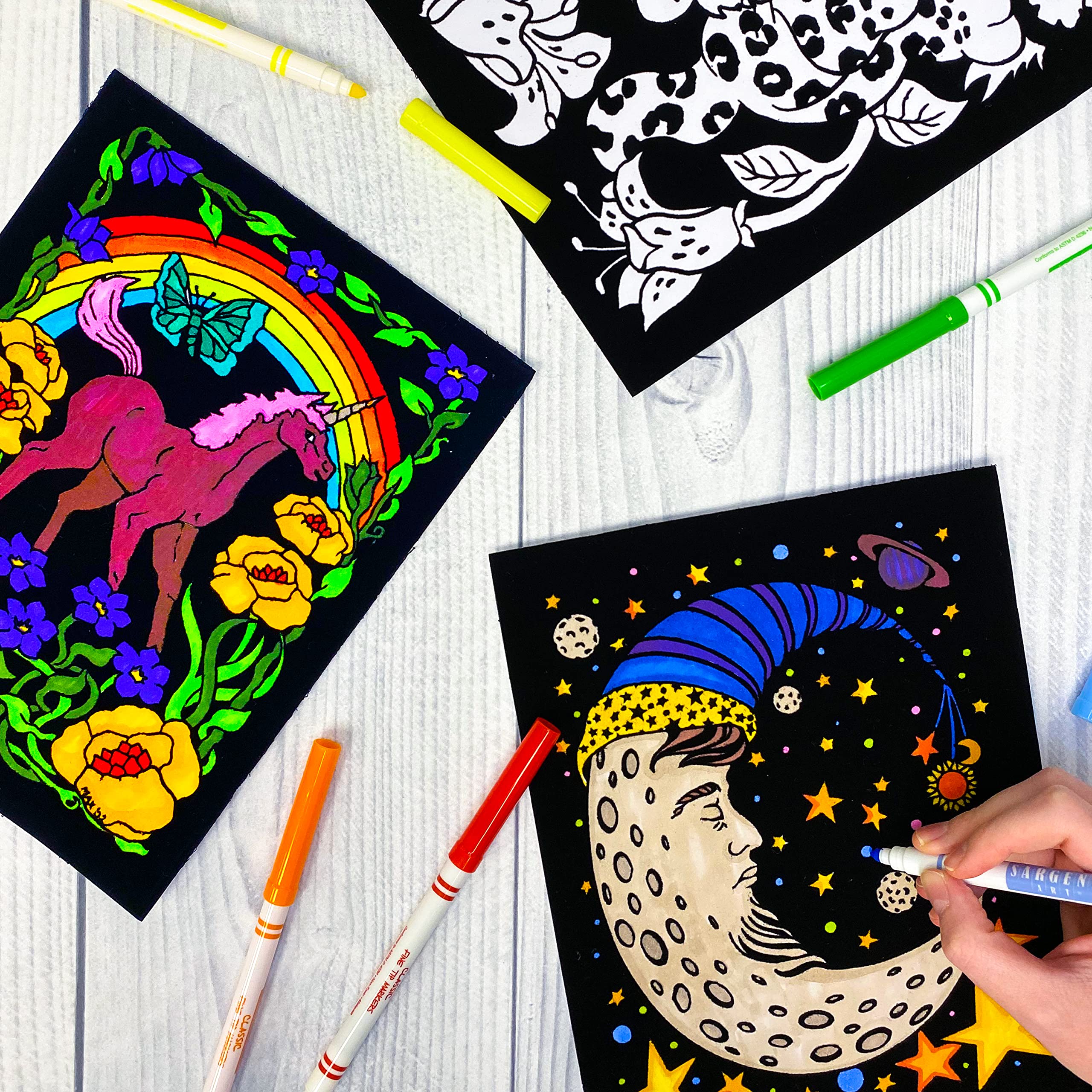 Paquete de 18 pósteres para colorear de terciopelo mullido (edición artística), ideal para tiempo en familia, artes y manualidades, viajes, aulas, instalaciones de cuidado, para todas las edades