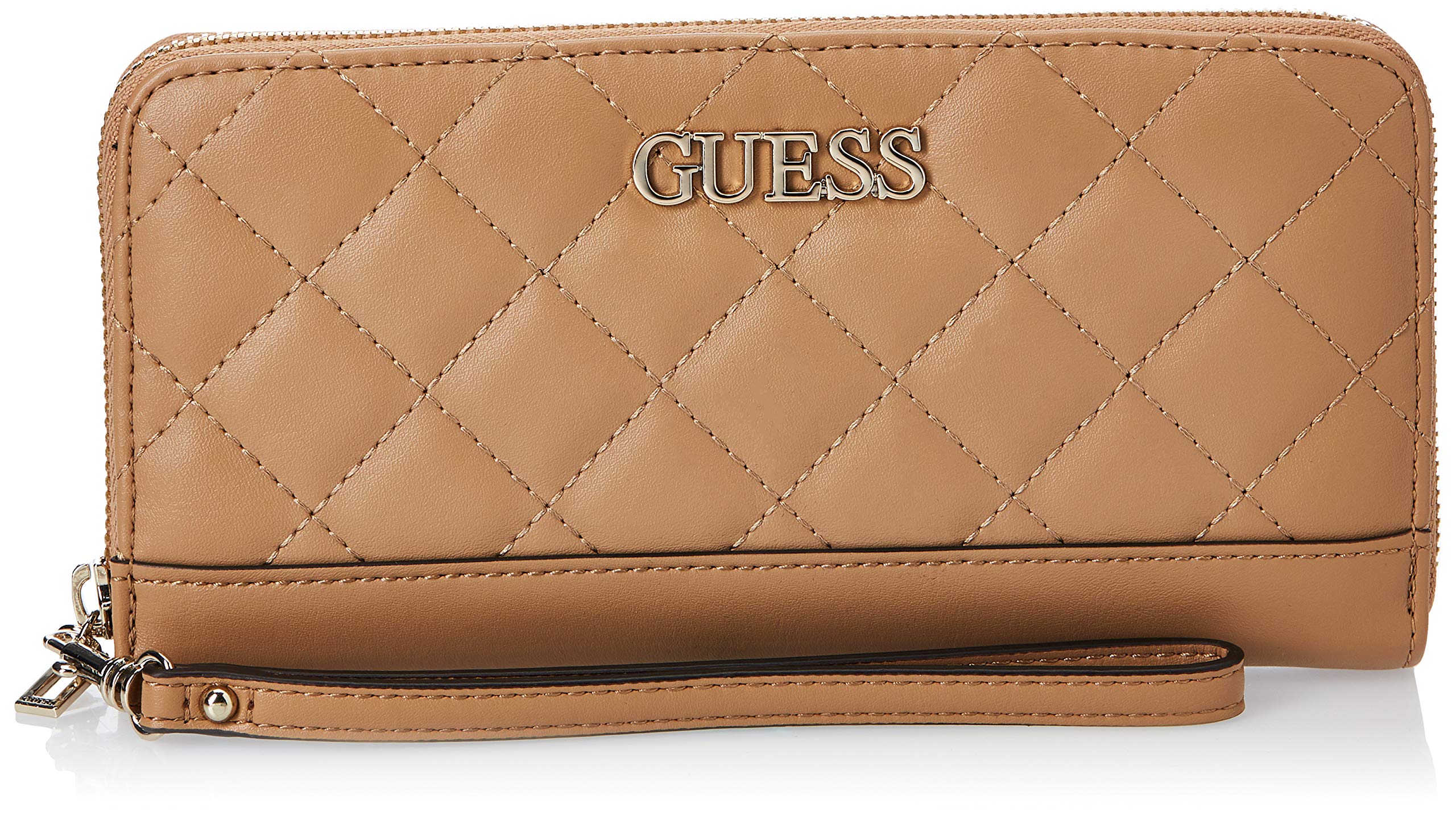 GUESS Women's Illy Large Zip-Around Clutch Wallet Beige VG797046