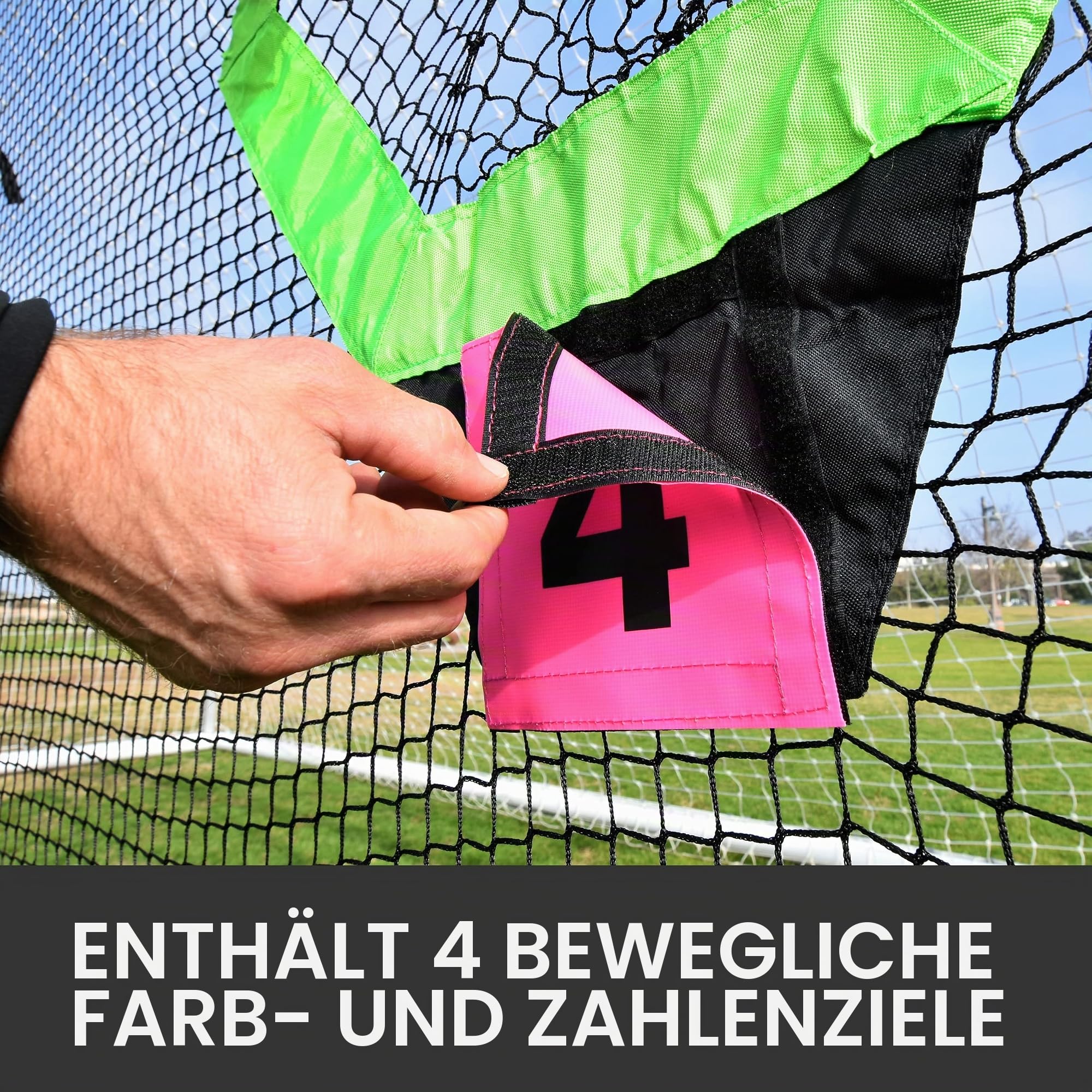 QuickPlay Zielnetz für Fußballtor mit 7 Punktzonen – Übungsschießen & Toraufnahmen – Rahmen Nicht im Lieferumfang enthalten