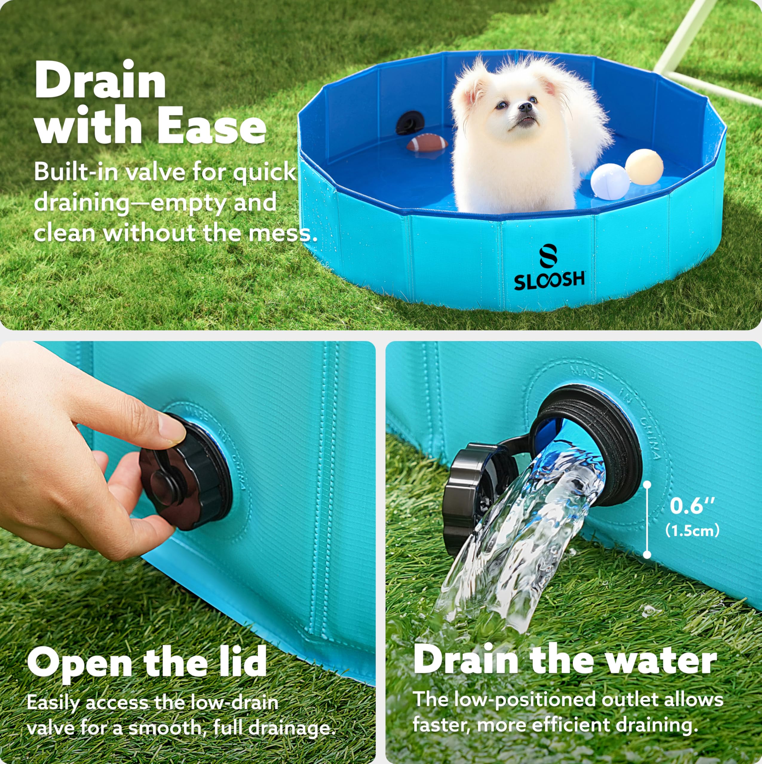 Sloosh Baignoire pliable pour chien – Piscine pliable pour chien – Piscine pour enfants – 81,3 x 20,3 cm (bleu)