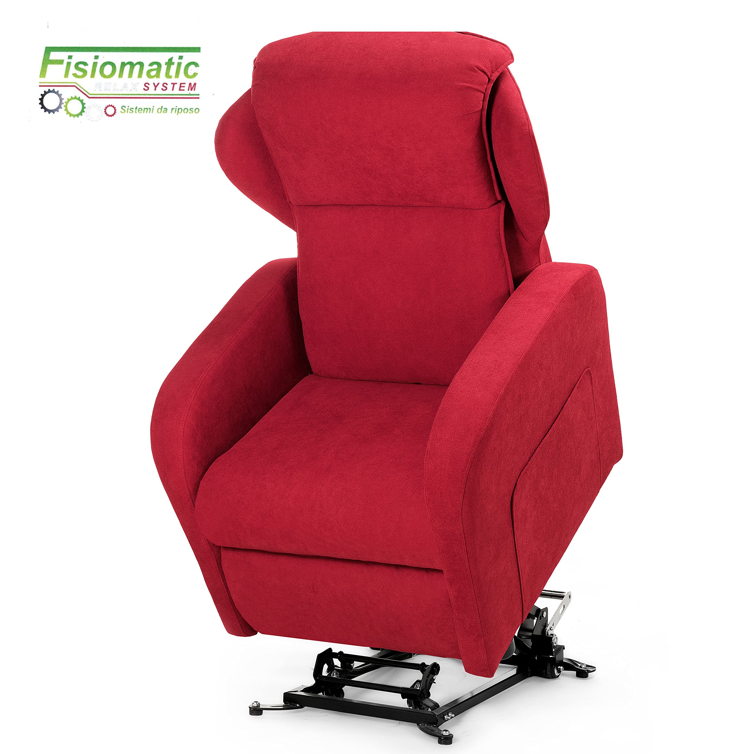 Fisiomatic® - Poltrona elettrica reclinabile - 2 motori indipendenti – Poltrona Anziani Made in Italy – Passaggio porte – Poltrona relax alzapersona – Mod.Chloe (Red)