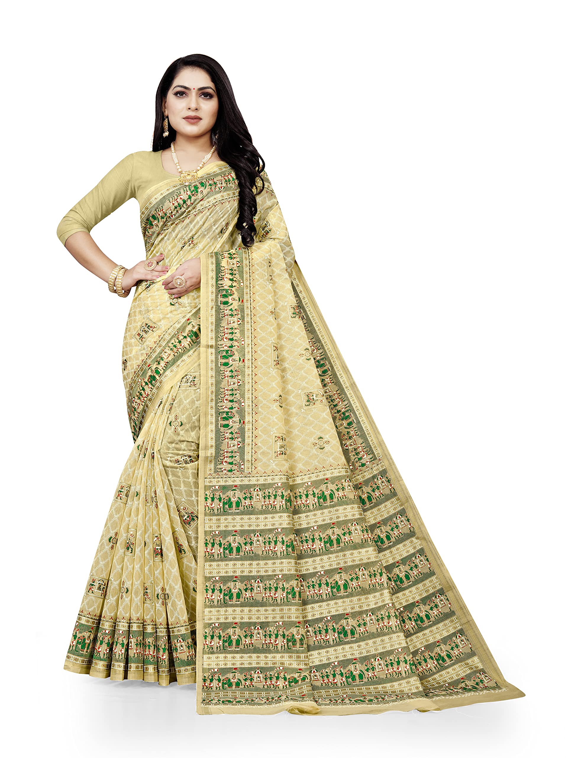 THE DECOR TEX Sarees for Women Cotton Fabric Saree l Indian Ethnic Wear Wedding Sari with Unstitched Blouse