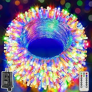 Ollny Christmas Lights Outdoor 800LED 262FT, Multicolor Plug in Fairy Li...