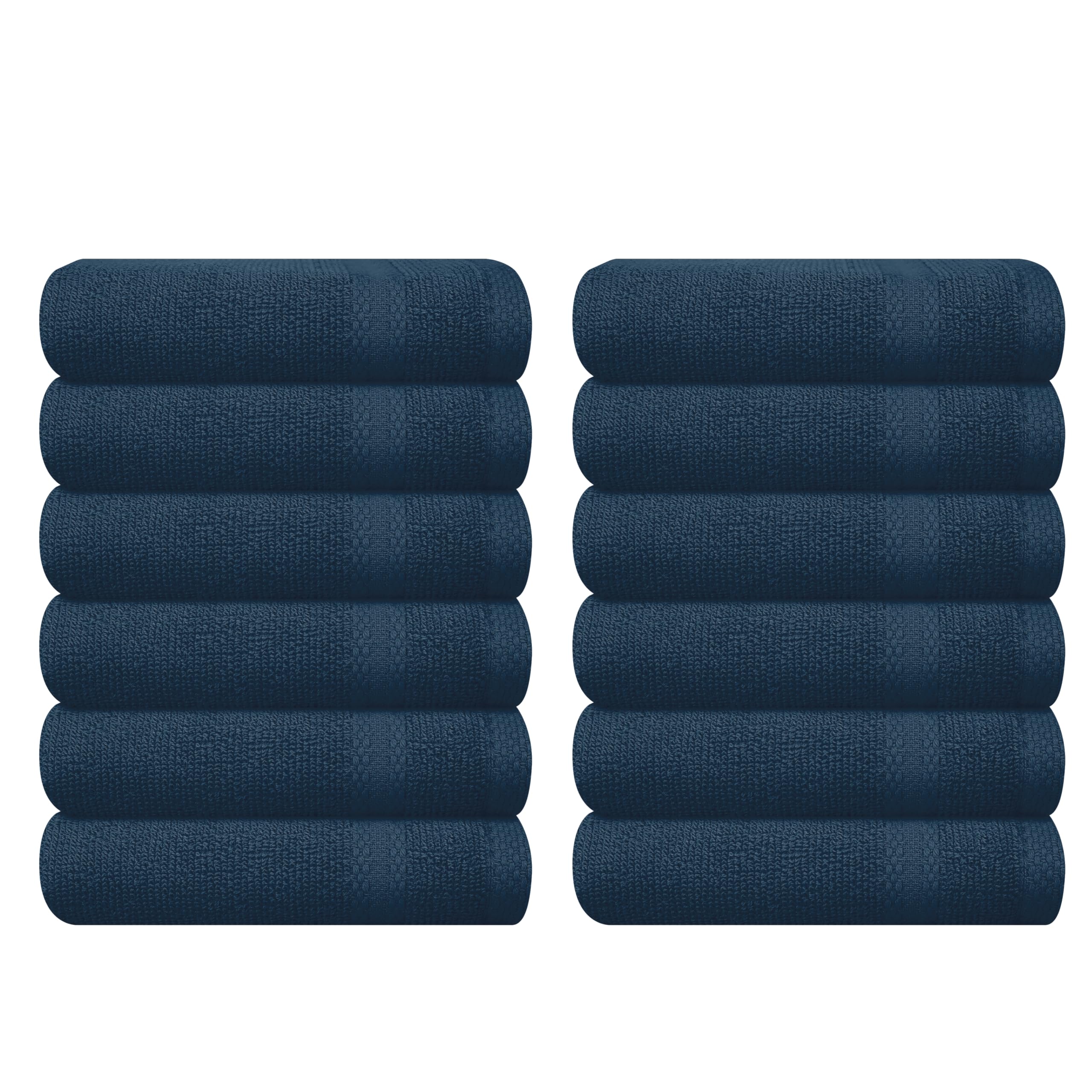 GLAMBURG Ultra Soft 12-piece Washcloths Set 13x13-100% Ringspun Cotton - Durable &amp; Highly Absorbent Face Towels - Ideal for use in Bathroom, Kitchen, Gym, Spa &amp; General Cleaning - Mineral Blue