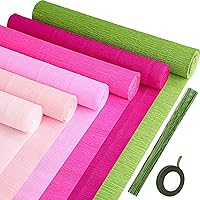 Vista 16 de Gersoniel 57 piezas de papel crepé de flores de bricolaje, 6 rollos de hojas de papel de crepé de 1.58 onzas, 50 piezas de alambre de hierro floral