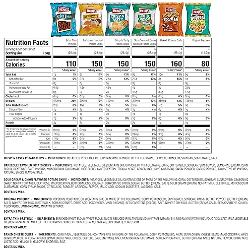 Miniatura 2 de Herr's Paquete variado de aperitivos, papas fritas, pretzels, palomitas de maíz, rizos de queso, caja de 26 onzas (28 bolsas)