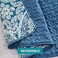 Vista 4 de Comfort Spaces Juego de edredón reversible - Diseño de puntadas vermicelli para todas las estaciones, ligero, colcha cubrecama ropa de cama, fundas